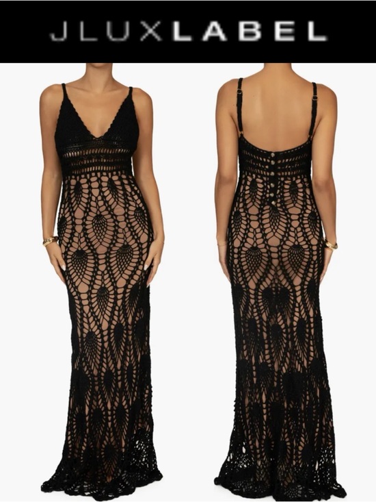 JLUXLABEL Dresses & Skirts - JLUXLABEL GREAT ESCAPE CROCHET MAXI DRESS LINED BODYCON BOHO GLAM **NWOT**